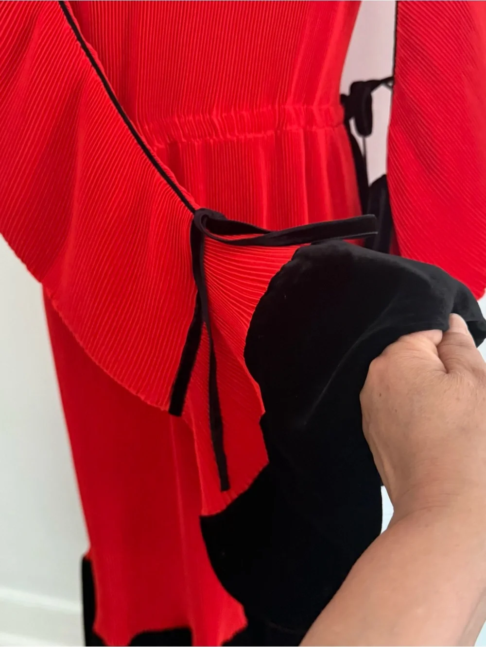 Tory Burch Pleated Ruffle Dress Runway Red 2 Convertible
